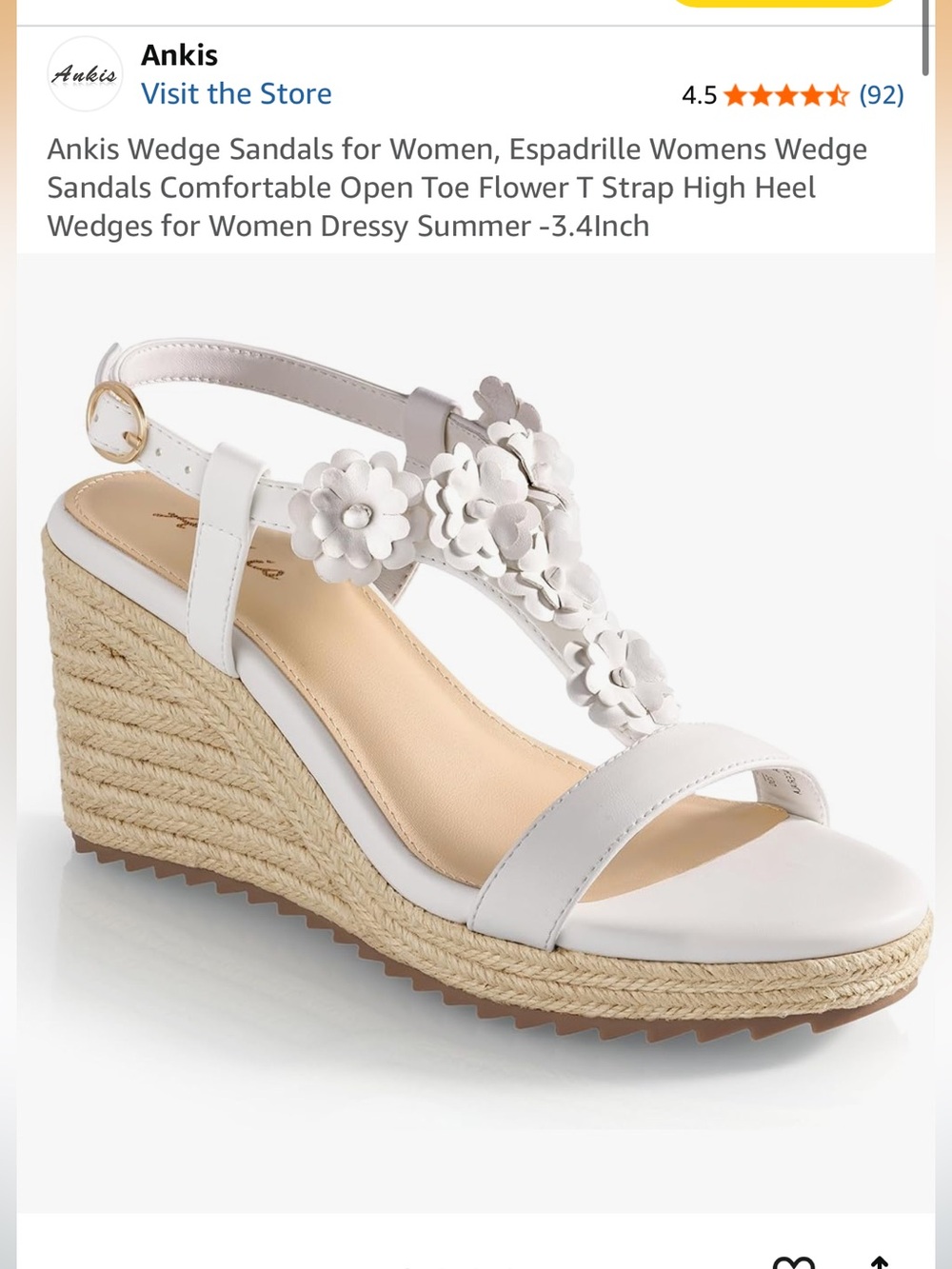 NWT White Floral Espadrille Wedge Sandals Size 8 | Dressy Summer Shoes
